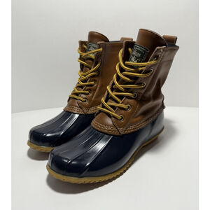 G.H. Bass & Co. Harlequin Waterproof Brown Leather Duck Women's Boot Chic Size 8